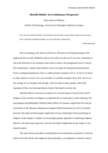 Impact Of Cultural Influences On Afterlife Beliefs And Fear Of Death